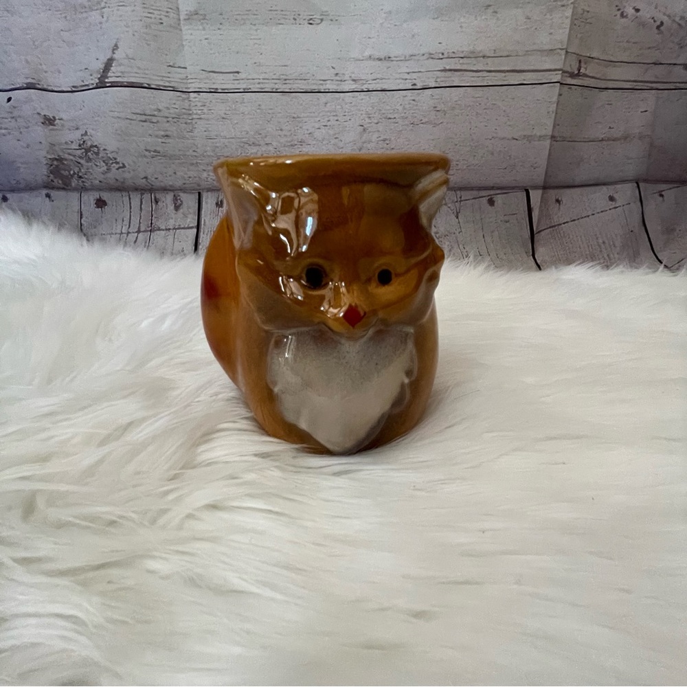 Giftcraft American Fox Coffee Cup Mug Ceramic Side Pocket Brown Orange Tan